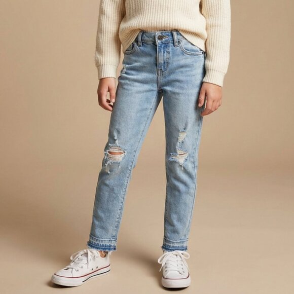 Cat & Jack Other - Girls Lite Blue Denim Straight Leg Elastic Waist Jeans Pants | Cat & Jack | 8